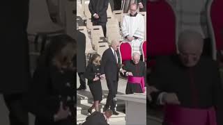 Biden assisted down stairs at Pope Francis' funeral