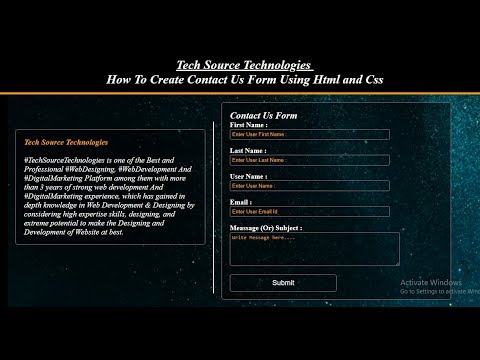 Transparent Contact Us Form Using Html and Css | Contact Form With Transparent Background In Html