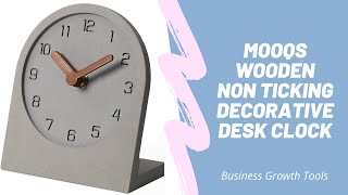 mooqs Wooden Non Ticking Decorative Desk Clock | $100k Bonuses in Description