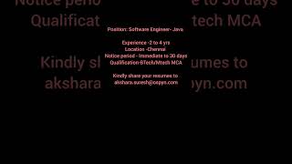 SOFTWARE ENGINEER JAVA #2024 #hiring #career #job #trending #shorts #softwaredeveloperjobs
