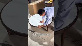 岩板桌面圓形實木茶几#淘寶代購集運一條龍服務 #家具 #淘寶代購 #desk  #桌子 #家具整裝 #實木家具