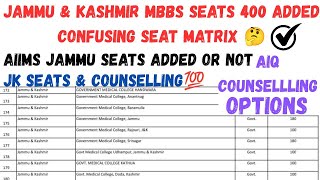 JAMMU AND KASHMIR MBBS SEATS ADDED CONFUSION 💯EXPECTED CUTOFF & COUNSELLING AIQ 👍