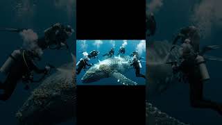 scraping barnacles from the body of a whale #wildliferescue #wildlife #animals #ocean #oceanlife
