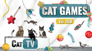 CAT Games | Ultimate Cat TV Compilation Vol 150 | 8 HOURS  🐝🐞🦋🦎🦜🐜🐭🧵