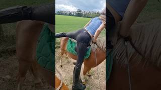 Teamwork mounting challenge! 💕 #shorts #trend #equine @Graceattemptingdressage