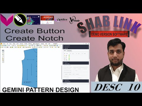 Desc 10| Create button in gemini | Create notch in gemini | pattern making |fashion designer |726292