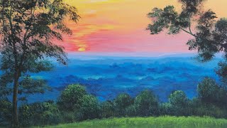 SUNSET LANDSCAPE Acrylic Painting LIVE Tutorial