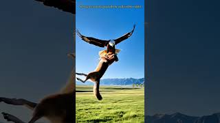 The eagle carried away both the wolf and the rabbit.