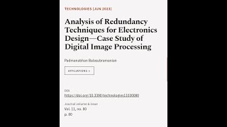Analysis of Redundancy Techniques for Electronics Design—Case Study of Digital Image ... | RTCL.TV