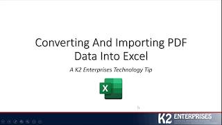 Converting and Importing PDF Data Into Excel