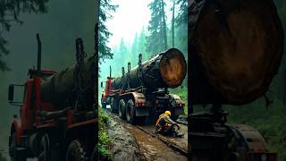 Mighty Logging Truck Powering Through the Rainforest in a Storm. #LoggingTruck #HeavyMachinery