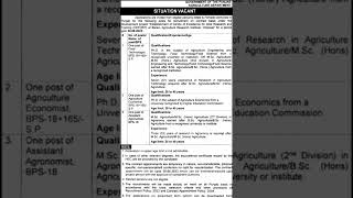 Government of Pakistan Agriculture Department Jobs #2022jobs