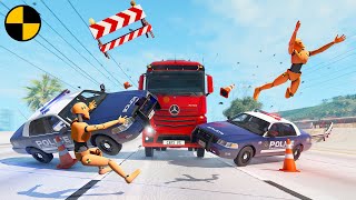 Cars vs Police Roadblocks 😱 BeamNG.Drive