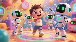 Five Little Robots Buzzing Around | Energetic Robot Song for Kids | Fun Counting Rhyme