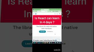 Is React can learn in 4 days #short #infysky #reactjs #shorts #laravel #razorpay #coding