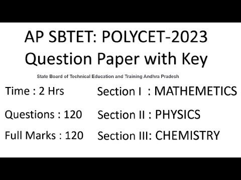 AP POLYCET 2023 Question Paper with Key #appolycet2023  #jaganinfo