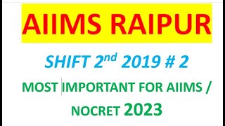 Aiims RaipurShift 2nd  Nursing Officer Question paper solved |aiims previous year question paper # 2
