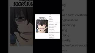 Dazai's crime list be like ✨ #bungosd #anime #capcuttemplate #bsd #itsbsd  #dazaiosamu