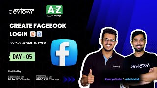 [LIVE] DAY 05 - Create Facebook login using HTML & CSS | COMPLETE in 7 - Days