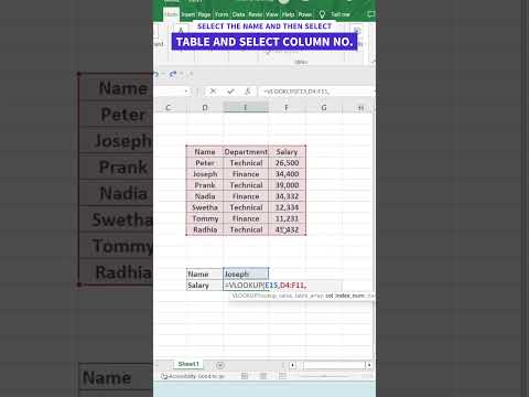 Vlookup function in Ms Excel shortcut tricks #tutorial #msexcel  #shortcuttricks