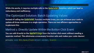 Efficiently Updating Multiple Textbox Values in App.Config with C#