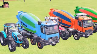 Transporting Double Flatbed Trailer TRUCK vs TRACTOR MIXER TRUCK Beamng.Drive Farming Simulator 22