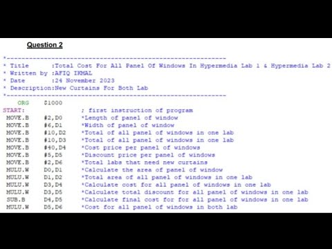 Computer System Architecture:Assembly Language(Easy68K)Problem Based Task2 by Afiq, Monisha, Tharany