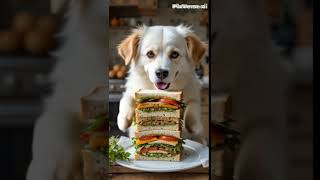 Cute Dog Making Sandwich  #dog #dogchef #dogcookingshow  #funnydogs #dogai #shorts