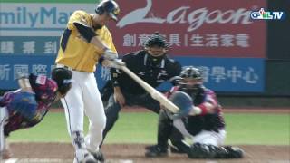 07/29 兄弟 vs Lamigo 一局上，蔣智賢高飛犧牲打，兄弟目前3:0領先Lamigo
