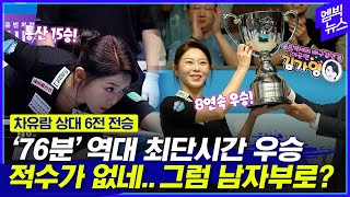 8연속 우승! 통산 15승! 황제 김가영 '진짜 적수가 없네..'