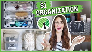 CHEAP $1 BATHROOM ORGANIZATION | Dollar Tree Storage and Organization Ideas for Small Bathrooms
