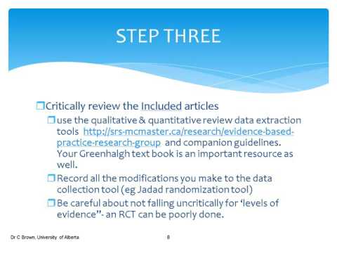 2015 How to use the McMaster data extraction tools for a Critical Review