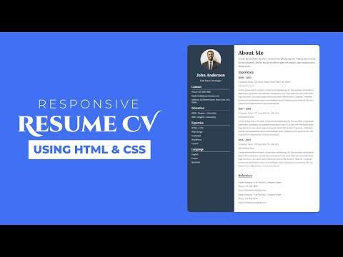 Responsive Resume CV design using HTML  and CSS