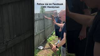 DIY leaning fence repair #diy #how #howto #handyman #shorts #short #youtubeshorts #mchandyman #fence