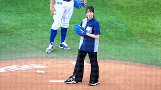 ノーバン快速球にどよめく！日向坂46・山口陽世さん始球式！聖地ハマスタでぱるよナイスピッチング！2023/06/14 横浜スタジアム 横浜DeNAベイスターズ