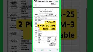 2 Puc exam 3 timetable/puc exam 3 time table 2025