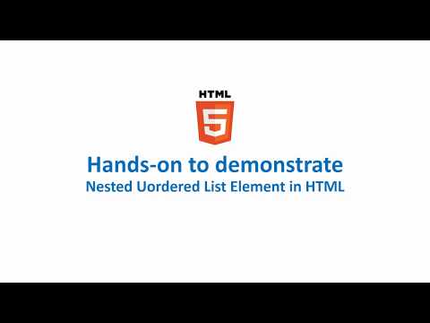 Hands-on to demonstrate Nested Unordered List Element in HTML