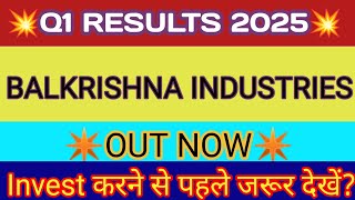Balkrishna Q1 Results 🔴 Balkrishna Industries Results 🔴 Balkrishna Industries Stock Latest News
