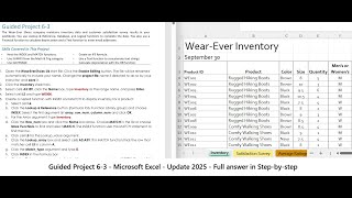 USING MICROSOFT EXCEL 2016 - Guided Project 6-3 - The Wear-Ever Shoes (Update in 2025)