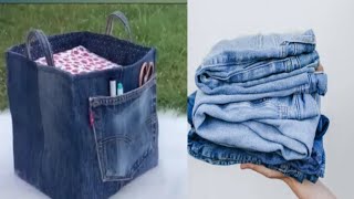 Old jeans Recycle Organizer/Transforming Old Jeans  Into Stylish Bag/Old Jeans in Stylish Organizer.