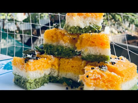 Tricolour Rawa Dhokla | Instant Semolina Dhokla | #tricolourrecipes #republicday #viralvideo