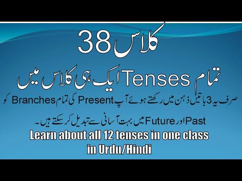 Class 38. Shortcut overview of all 12 Tenses in Urdu/Hindi.
