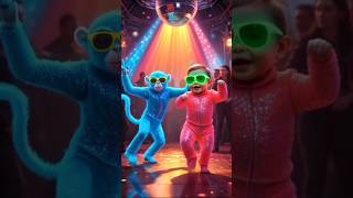 Little Childrens Disco Dancing With Panda, Blue Monkey and Cat😺 #pandacub #pandaclub #giantpanda #ai