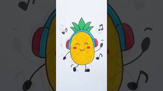 How to Draw a Dancing Pineapple 🍍💃 Step-by-Step Drawing for Kids #shorts #kids