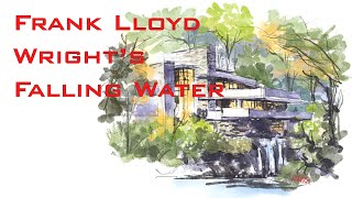 PAINTING  FRANK LLOYD WRIGHT'S FALLING WATER IN CONCEPTS APP - iPad Pro - Time lapse