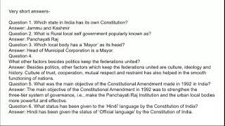 FEDERALISM | CLASS 10 | CHAPTER 2 | POLITICAL SCIENCE | IMPORTANT QUESTION ANSWERS FOR BOARD EXAMS