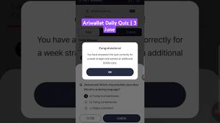 Ari Wallet Daily Quiz Answer | June 3 #shorts #cryptoquiz #dailyearnings