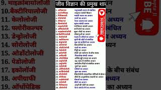 जीव विज्ञान की प्रमुख शाखाएं|10 12th लेवल सभी परीक्षाओं केलिए विज्ञान|Bihar SSC MTS GK & GS science