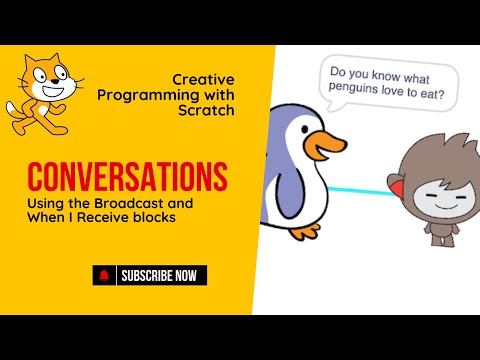 Conversations in Scratch -  Using the broadcast and when I receive blocks