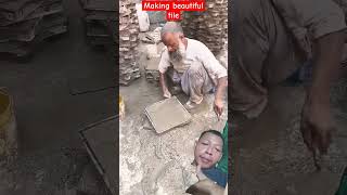 Making beautiful tile #tiles #construction #cement #satisfying #trending
